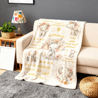 Elephant Gifts for Women, 8pcs Elephant Gift Set With Blanket,Birthday Present With Tote Bag,Novelty Socks For Daughter,Mom,Sister,Friends
