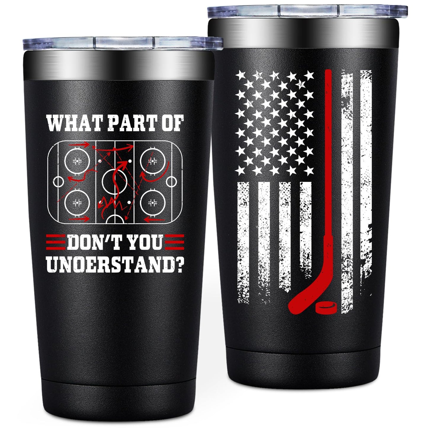 SpenMeta Hockey Gifts for Men, Player - 20 Oz Ice Hockey Gift for Coach, Fans, Lovers Travel Tumbler Cup