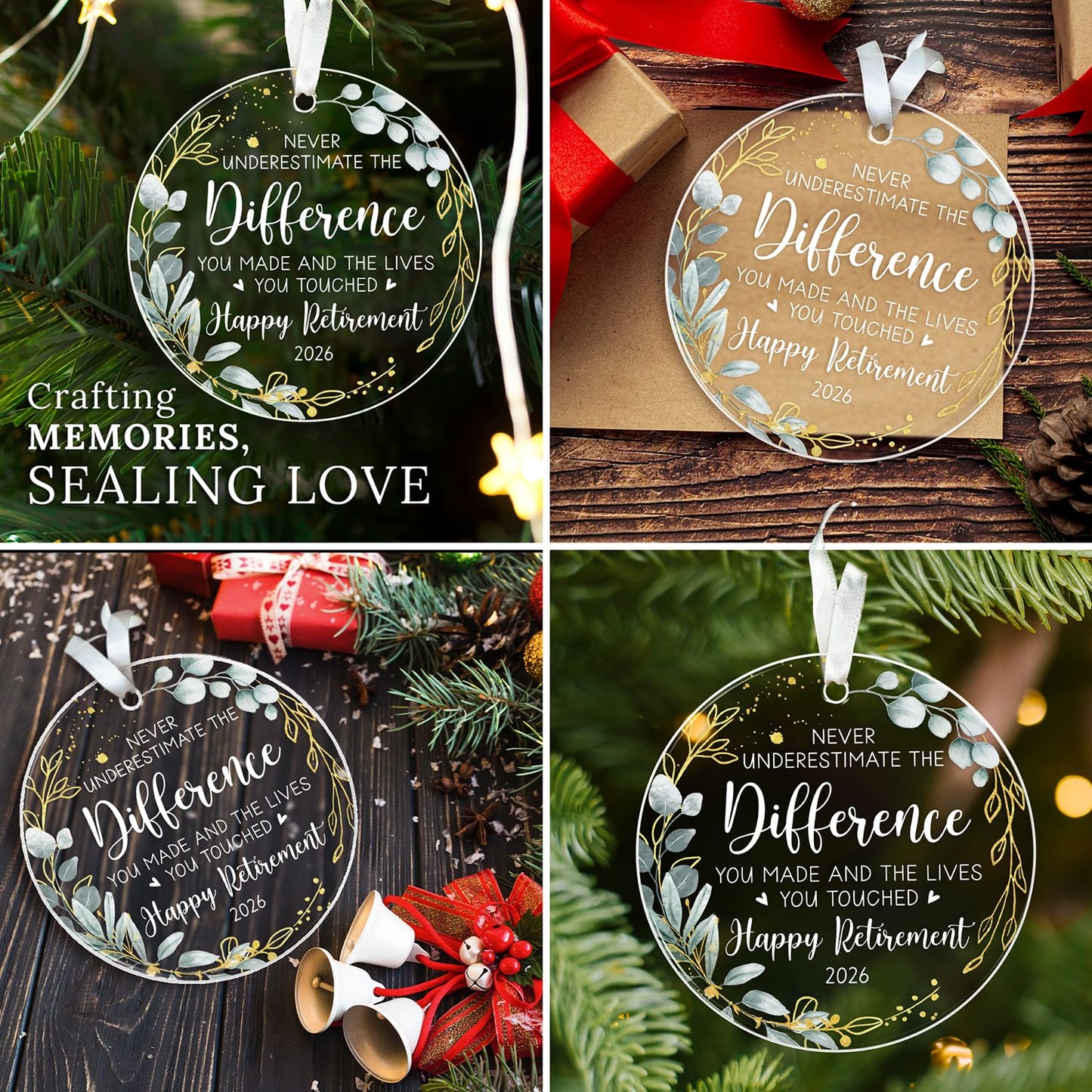 HEXMOZ Retirement Gifts for Men, Women 2026 - Retirement Gift for Woman - Retired Ornament 2026 - Retired Gifts for Teacher, Nurse, Coworker, Boss, Employee - Acrylic Christmas Ornament