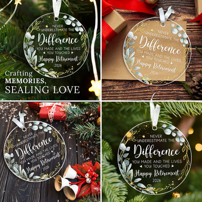 HEXMOZ Retirement Gifts for Men, Women 2026 - Retirement Gift for Woman - Retired Ornament 2026 - Retired Gifts for Teacher, Nurse, Coworker, Boss, Employee - Acrylic Christmas Ornament