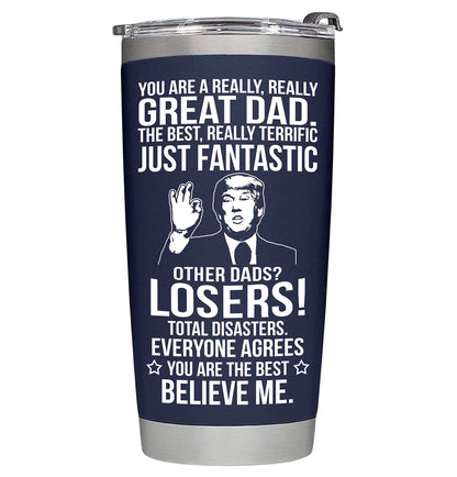 Fathers Day Gift for Dad from Daughter, Son, Kids - Funny Fathers Day Tumbler - Gifts for Husband from Wife - Present for Father - Dad Birthday Gift, Insulated Stainless Steel Tumbler 20oz, Navy