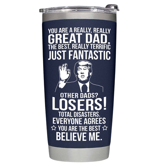 Fathers Day Gift for Dad from Daughter, Son, Kids - Funny Fathers Day Tumbler - Gifts for Husband from Wife - Present for Father - Dad Birthday Gift, Insulated Stainless Steel Tumbler 20oz, Navy