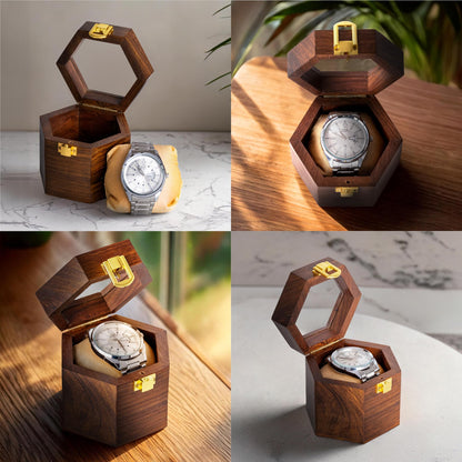 Wooden Watch Box for Men | Premium Cushion – Dark Rosewood Watch Organizer Case with Glass Display Lid, Single Slot Travel Watch Storage Box, Watch Holder Gift for Him