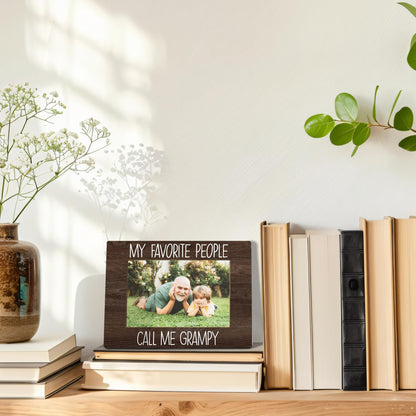My Favorite People Call Me Grampy Picture Frame, Grampy Grandpa Gifts for Father's Day, Best Grandpa Gifts Photo Frame 4x6, Grandfather Wooden Photo Picture Frames for Desk Tabletop Decor