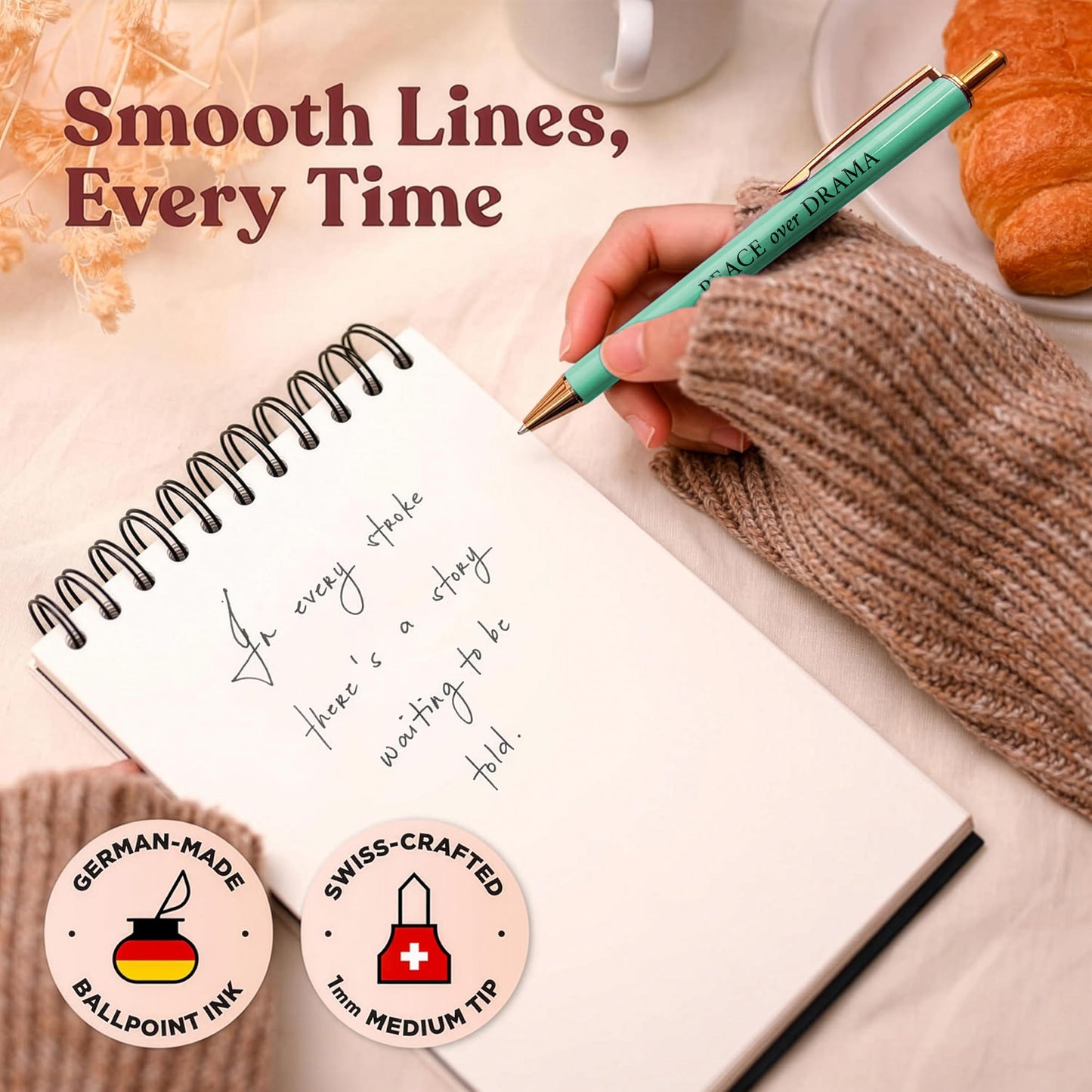 MESMOS 3pcs High End Luxury Happy Divorce Gifts for Women, Strong Woman Gifts, Gift to Cheer Someone up Women, Break up Gift for woman, Boss, & Friends. German-Ink & 1mm Swiss-Tip Motivational Pens