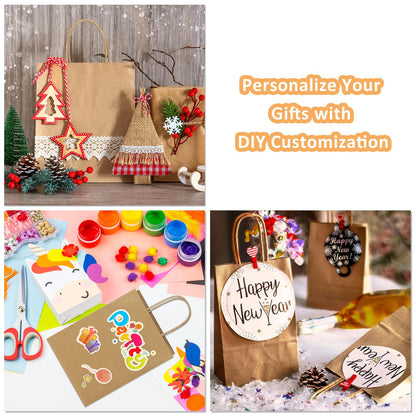 BagDream Gift Bags 8x4.25x10.5 100Pcs Brown Paper Gift Bags with Handles Bulk for Wedding, Party Favor, Grocery, Shopping, Retail, Merchandise Medium Kraft Paper Sacks