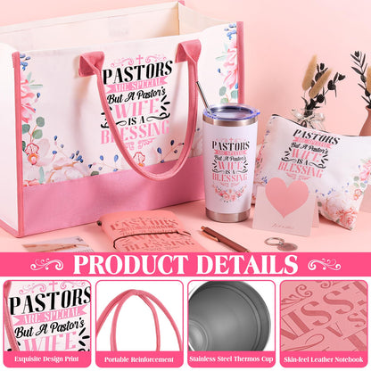 VAIPI Pastor Wife Appreciation Gifts for Women Faith, Inspirational Christian Gifts for Pastors Wife Religious Catholic Gift Basket with Insulated Tumblers Handbag Journal Pen Bookmark Keychain