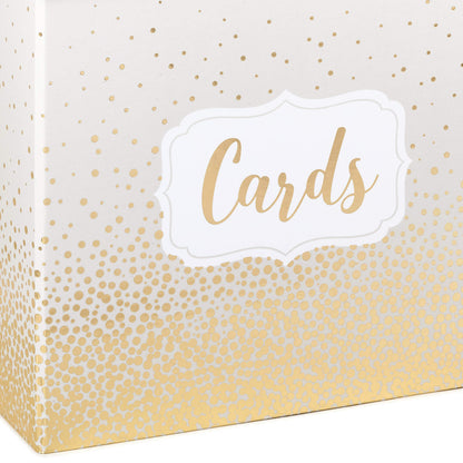 Hallmark 10" Elegant Card Receiving Box (Pearl and Gold Dots) for Weddings, Graduations, Retirements, Birthdays, Open Houses, Anniversaries