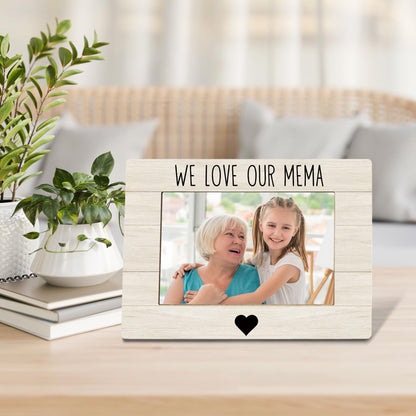 Mema Grandma Picture Frame, Mother's Day Gifts for Grandma, Grandmother Gifts from Grandkids Photo Frame 4x6, We Love Our Mema Wooden Photo Picture Frames for Desk Tabletop Decor