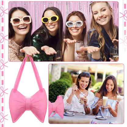 Sanwuta 16 Pcs Coquette Gift Bags Pink Bowknot Non Woven Tote Bags Goodie Treat Reusable Bow Grocery for Woman Girls Birthday Party Decoration Party Favor