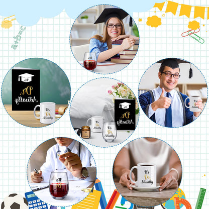 Didaey 4 Pcs It's Dr Actually Graduation Gift Set for Phd Doctorate Degree Physician 11 oz Coffee Mug and 18 oz Stemless Wine Glass Doctorate Graduation Gift for 2026 Medical Graduate Congratulation