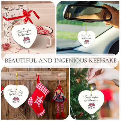 Meemaw Gifts Ornament, Grandma Christmas Hanging Heart Ornaments for Xmas Tree Party Decorations, Grandma Gifts from Grandkids, There's No Place Like Meemaw's House Decorative Ornaments Keepsake