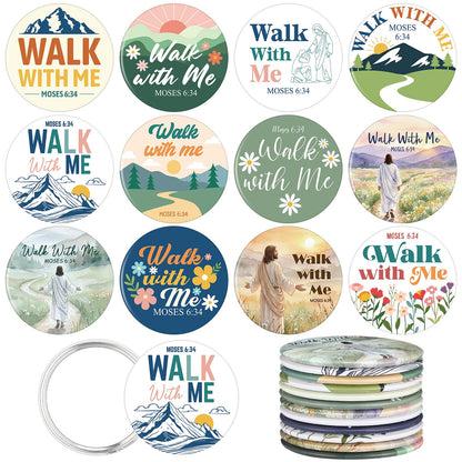 Xuhal 24 Pcs LDS Youth Theme 2026 Walk with Me Gifts Bulk LDS Mini Mirror 2026 Religious Christian Faith Baptism Gifts for Men Women Teens