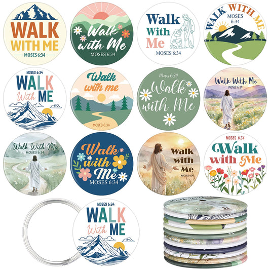 Xuhal 24 Pcs LDS Youth Theme 2026 Walk with Me Gifts Bulk LDS Mini Mirror 2026 Religious Christian Faith Baptism Gifts for Men Women Teens