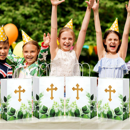 Dinifee 50 Pcs Baptism Gift Bag Christening Religious Party Bags Bulk First Communion Gifts for Boys Girls Christening Baby Shower