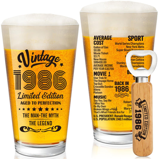 40th Birthday Gifts For Men, Vintage 1986 Beer Glass 40 Year Old Birthday for Him, 40th Birthday Decorations for Man Over 40, Cool 40 Birthday Gift Ideas for Men Turning 40