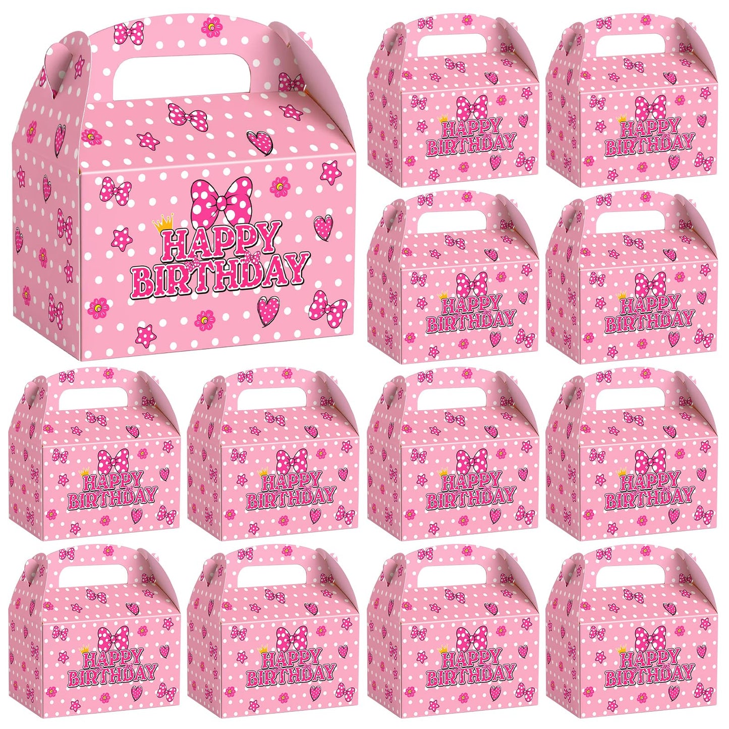 KMZFPYJ 20Pcs Pink Mouse Party Favors Boxes, Prepare Candy Snacks Gift Boxes for Cartoon Mouse Birthday Theme Party, Double Sided Printed for Birthday Kids Girls Shower Decorations Supplies