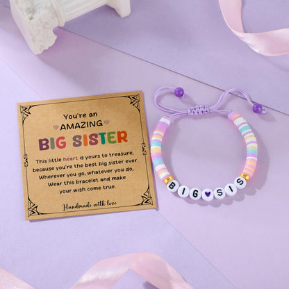 JoycuFF Big Sister and Brother Gifts for Toddler Daughter, Niece, Son, Grandson - Sis Bro Bracelets Matching Outfits for Birthday, Christmas, Announcement Jewelry