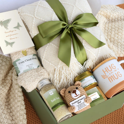 Sympathy Gift Baskets for Loss of Loved One - Bereavement Grief Condolences Gifts for Loss of Mother Father Husband - Miscarriage Care Package for Women Hug in a Box Memorial Gifts for Loss of Mom Dad