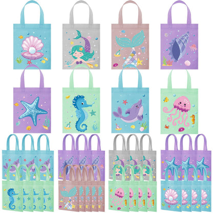 Ferraycle 36 Pcs Mermaid Party Favors Bags, Under The Sea Goodie Bags for Girls Birthday, Ocean Sea Animal Treat Pouches, Mermaid Birthday Party Supplies