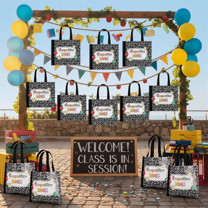 Cosblank 24 Pcs Teacher Appreciation Gift Bags Composition Notebook Non Woven Back to School Gift Bags with Handle Candy Treat Thank You Party Favors Supplies for Graduation Wrapping Supplies