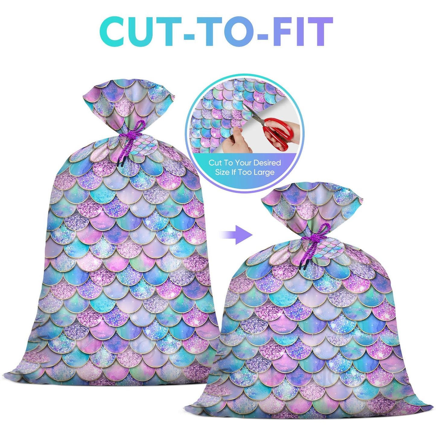 KIDAJOY 1 Pcs Extra Large Plastic Gift Bags Mermaid Rainbow 56"x 36" Jumbo Gift Bags for Baby Girls Mermaid Themed Birthday Party Favors Supplies