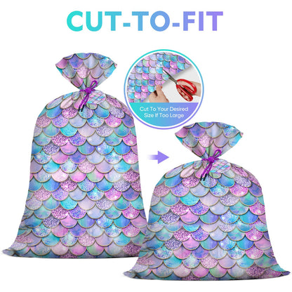 KIDAJOY 1 Pcs Extra Large Plastic Gift Bags Mermaid Rainbow 56"x 36" Jumbo Gift Bags for Baby Girls Mermaid Themed Birthday Party Favors Supplies