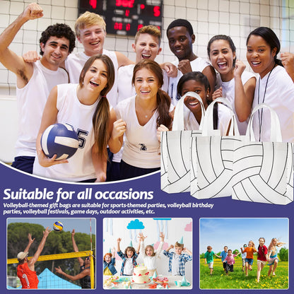 24Pcs Volleyball Gift Bags With Handles Bulk Sport Theme Treat Candy Bags Volleyball Team Present Non Woven Goodie Snack Favor Bag for Sport Boys Birthday Party Favor Baby Shower Decorations Supplies