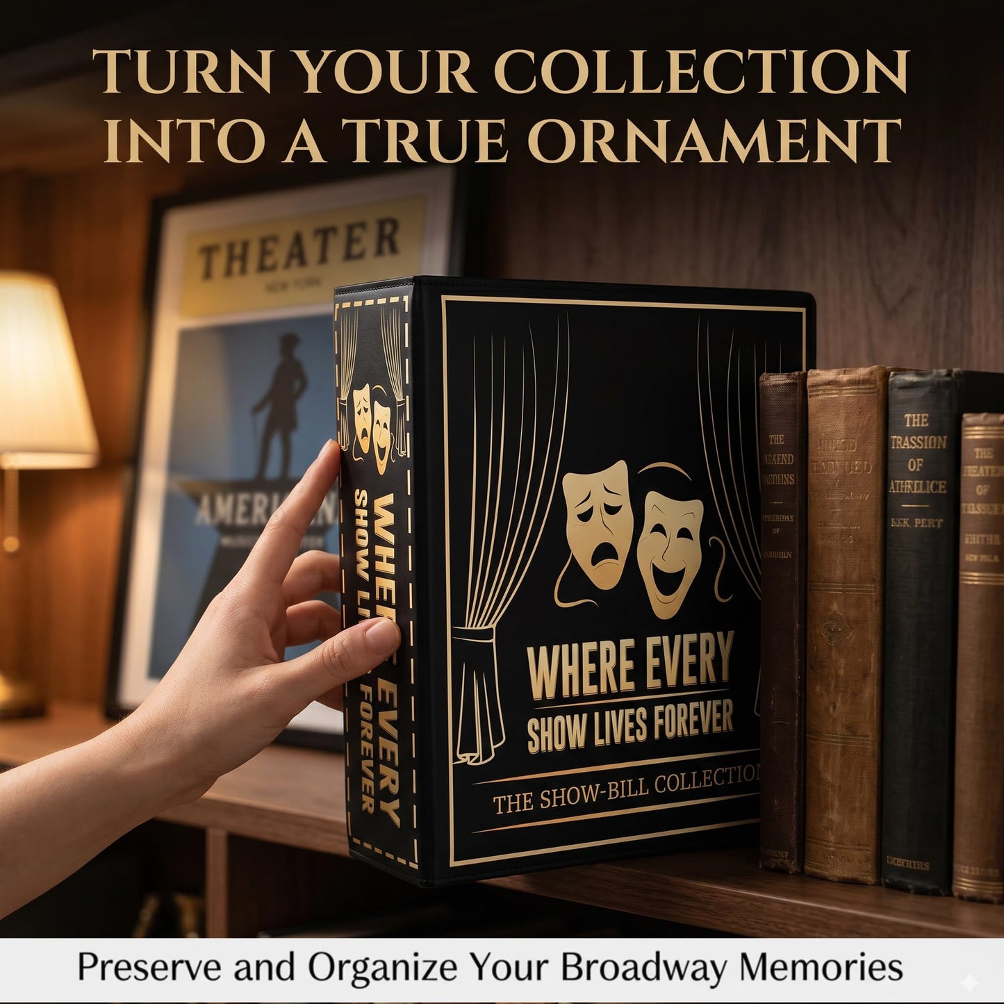Broadway Playbill Binder with sleeves, Playbill Theater Holder & Showbill binder Organizer Album, Playbill Gifts for Women & Men, and Musical Theater Show Lovers, 25 protective sheets