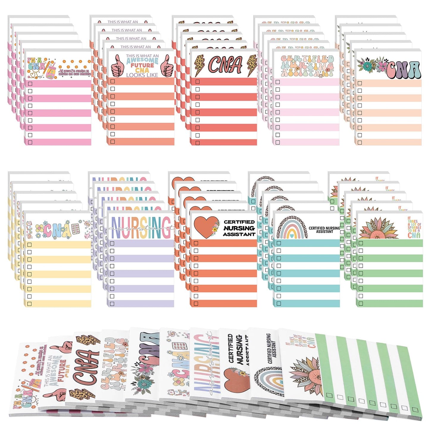Tinlade 50 Pack CNA Week Gifts Bulk 2026 CNA Gifts Note Pads Certified Nursing Assistant Staff Appreciation Gift for Women Girls Nurse Certified Nursing Assistant Graduate Medical Student