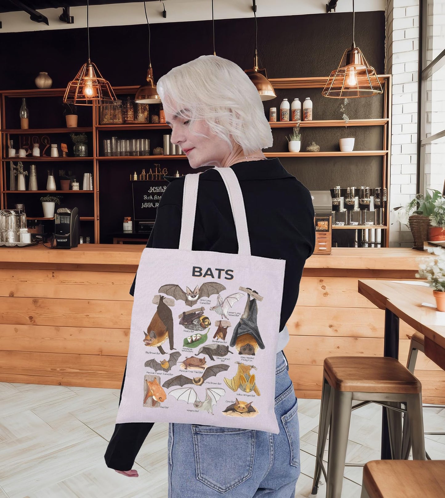 G2TUP Funny Bats Species Tote Bag Bat Lovers Gifts Bat Themed Shopping Grocery Bag Bats Animal Merchandise