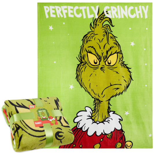 The Grinch Throw Blanket, Soft & Warm Fleece Christmas Blanket, Warm Lightweight & Fluffy Throw, Cozy Bedroom Accessories, Secret Santa Xmas Gifts (Green)