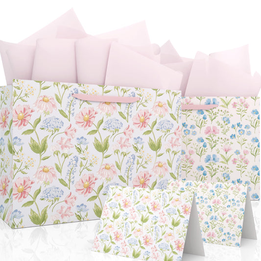 slapaflife Gift Bags Set of 2,Large 13" Gift Bag with Tissue Paper,Floral Gift bag Includes Matching Tissue Paper,Card and Envelope,Perfect For Presents of Any Special Occasion