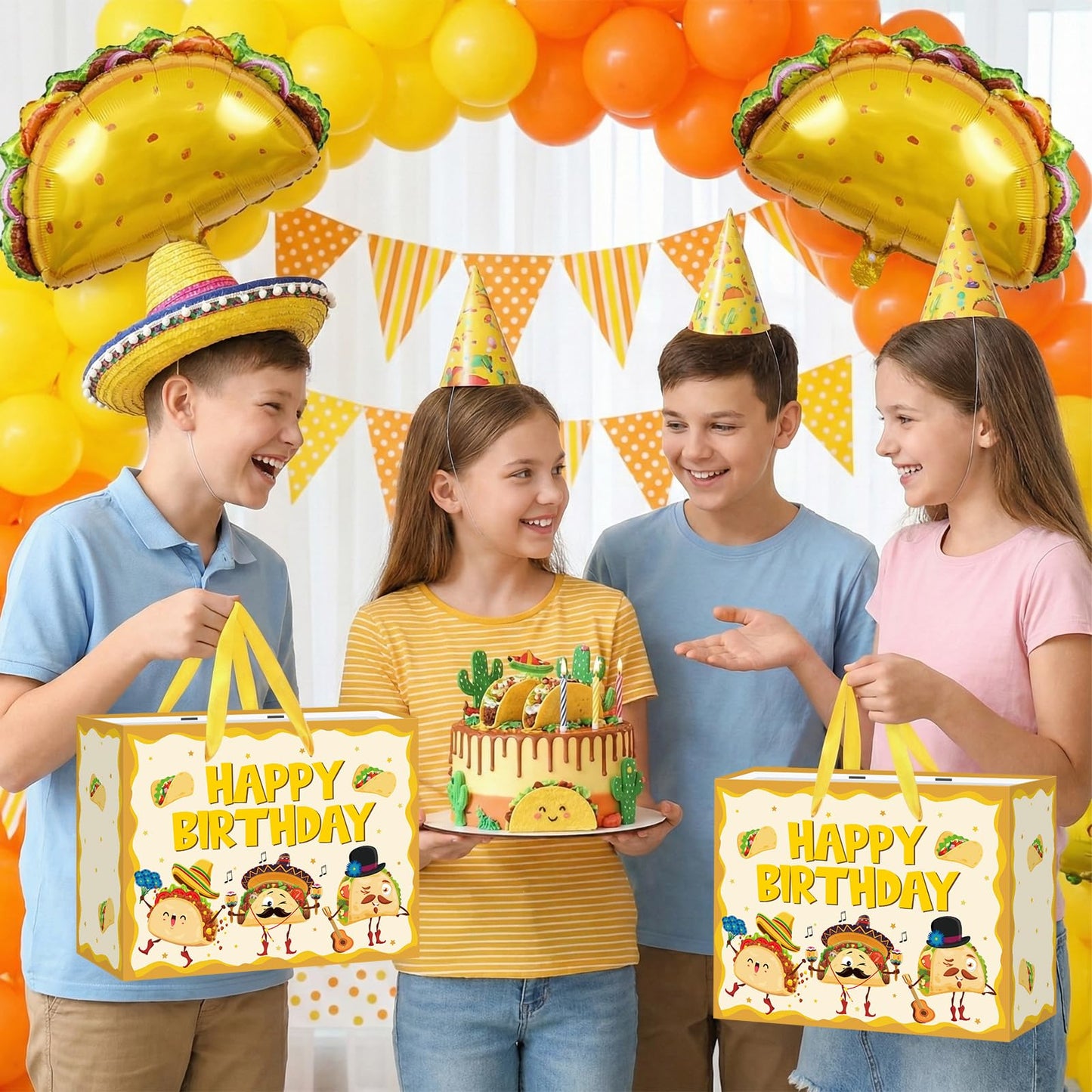 Funny Taco Birthday Gift Bag Cute Mexican Fiesta Birthday Wrapping Paper Gift Bag with Card and Tissue Paper for Kids Adults Taco Bout a Baby Baby Shower Bday Cinco de Mayo Celebration