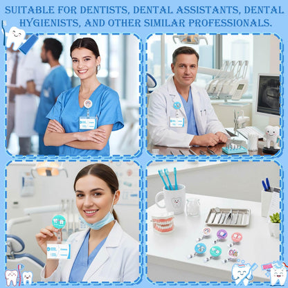 Hoteam 6 Pcs Dental Badge Reels Dental Assistant Week Gifts Teeth Retractable ID Badge Holders with Alligator Clip Healthcare Appreciation Gifts for Dentist Hygienist Doctor Nurse Graduation