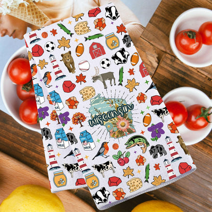 JNIAP Wisconsin Kitchen Towel Wisconsin Souvenirs and Gifts State of Wisconsin Gifts Wisconsin Dish Towel (Wisconsin kt)