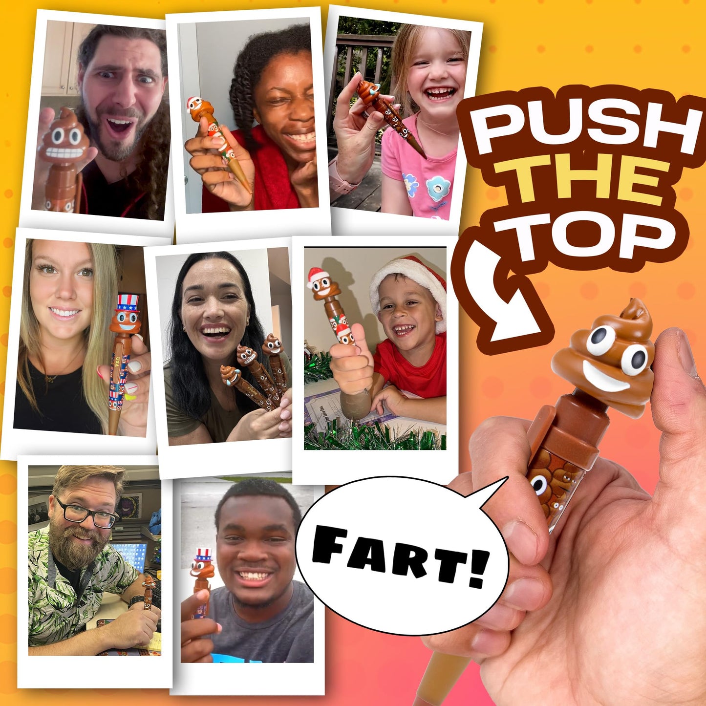 Farting Poop Pen with 7 Funny Fart Sounds - Silly Novelty Gag Gift for Boys & Girls Ages 8-12, Funny Gifts for Kids & Teens, Great Birthday Gift Ideas, Poop Pen That Actually Farts (Classic)