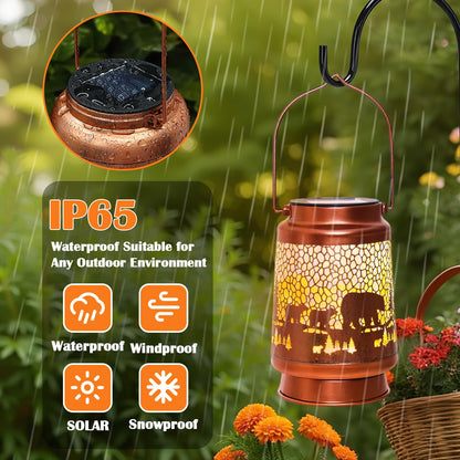 Bear Birthday Gifts for Women Mom Grandma, Solar Lanterns Outdoor Waterproof Garden Decor Hanging Lantern Lights, Metal LED Decorative Gardening Light for Patio Yard Lawn Porch