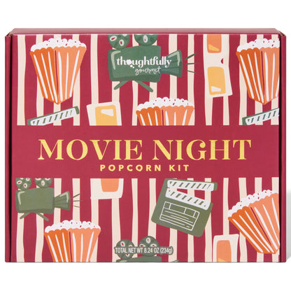 Thoughtfully Gourmet, Movie Night Popcorn Set, Includes Yellow and Mixed Popcorn Kernels, 10 Paper Bags, 5 Seasonings & Toppings