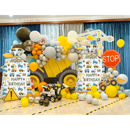 2Pcs Extra Large Construction Birthday Plastic Gift Bag for Boys 36x56 Inch Jumbo Gift Bags Trucks Excavators Cranes Vehicle-Themed Kids Happy Birthday Parties Favors Decorations