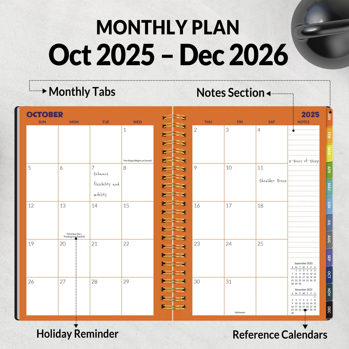 2026 Fitness Workout Journal Planner for Women & Men, JAN 2026 - DEC 2026 Exercise Planner, 6.4" x 8.3" Workout Calendar Journal Essentials Gift for Goals, Tracking, Gifts with PVC Plastic Cover,Black