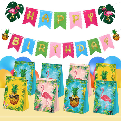 24Pcs Flamingo Goody Bags Hawaiian Gift Bags Luau Party Bags Flamingo Party Supplies Tropical Pineapple Party Favors Flamingo Birthday Party Supplies for Kids