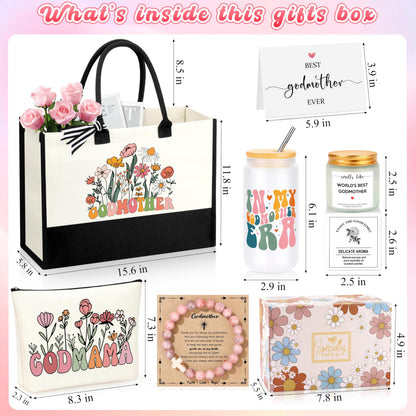 Godmother Proposal Gift, Will You Be My Godmother, Christmas Birthday Mothers Day Ideas Gifts for Godmom Basket Set of 7