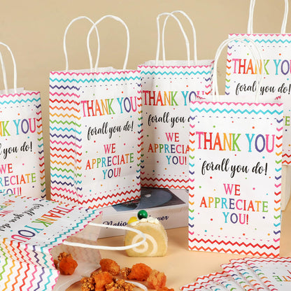 CHUNNIN 12 Pcs We Appreciate You Paper Gift Bags Thank You for All You Do Goodie Bag Be Thankful to Teacher Doctor Staff Treat Bag Decoration for Thank You Party Favors Supplies 8.26 x 4.7 x 3.14inch