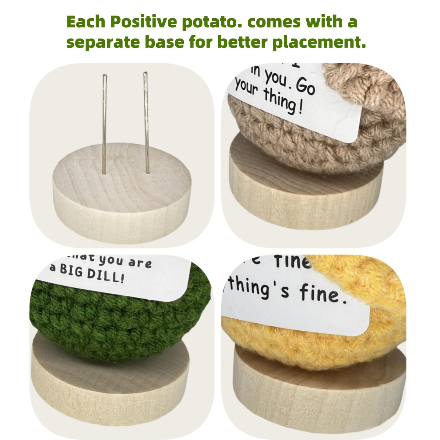 3 Pack Crochet Gift - Emotional Support Plush Toy with Inspirational Card and Base | Cute and Funny Christmas for Women, Girlfriend, Boyfriend, Teens