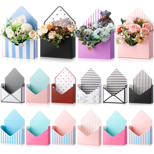 Geyee 16 Pcs Mother's Day Florist Bouquet Envelope Boxes Flower Bouquet Packaging Gift Paper Boxes Gift Wrapping Envelope Box Flower Bags for Graduation Valentines Wedding Party