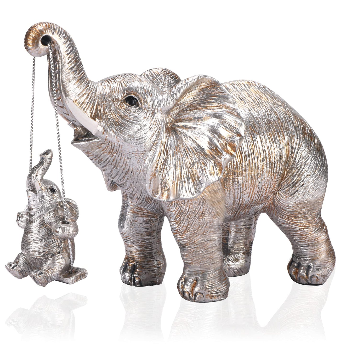 Elephant Statue. Elephant Decor Brings Good Luck, Health, Strength. Elephant Gifts for Women, Mom Gifts. Decorations Applicable Home, Office, Bookshelf TV Stand, Shelf, Living Room - Silver