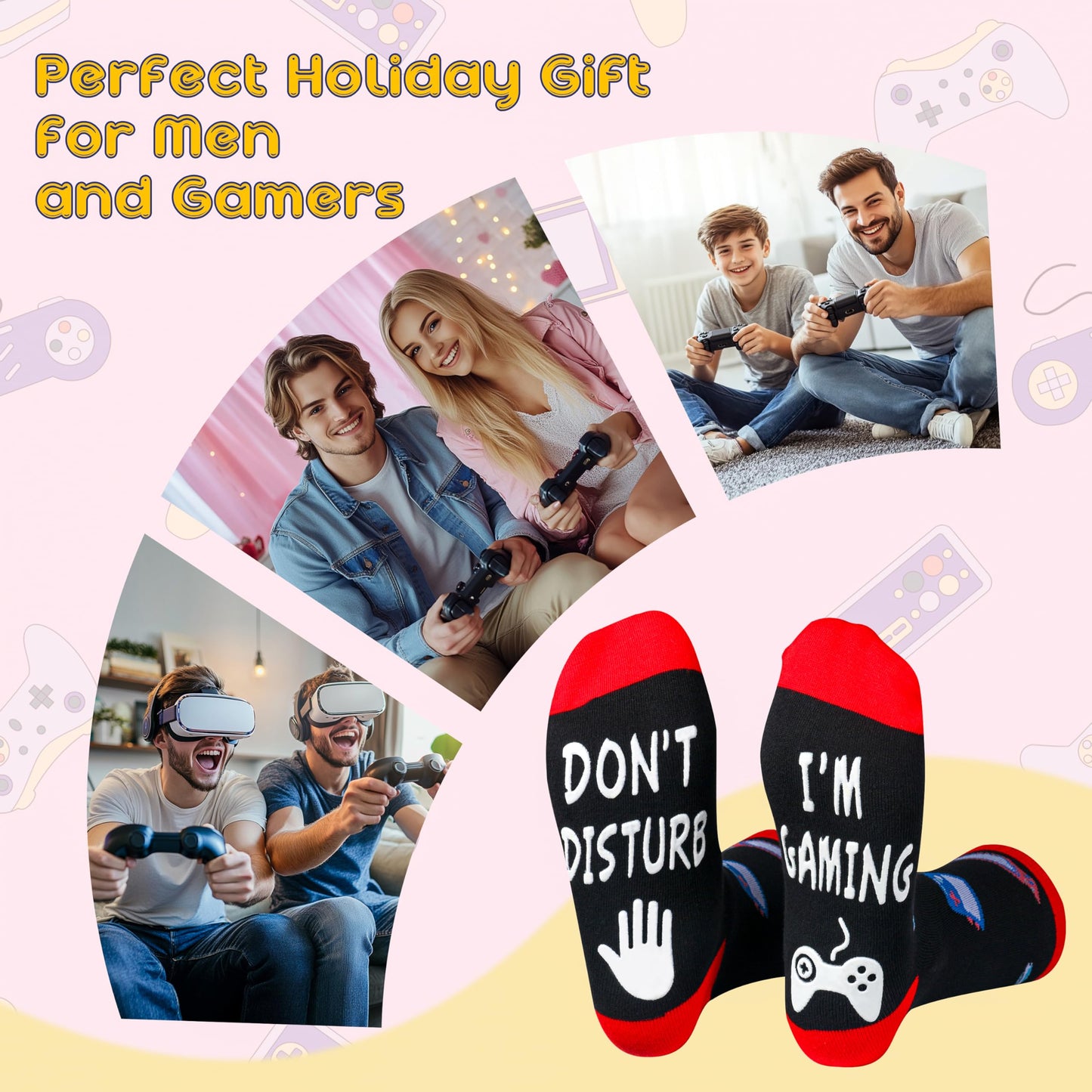 Kelool Fathers Day Socks Gifts for Men Dad Do Not Disturb I'm Gaming Funny Men Sock Gifts From Daughter Wife Son Kids Teen