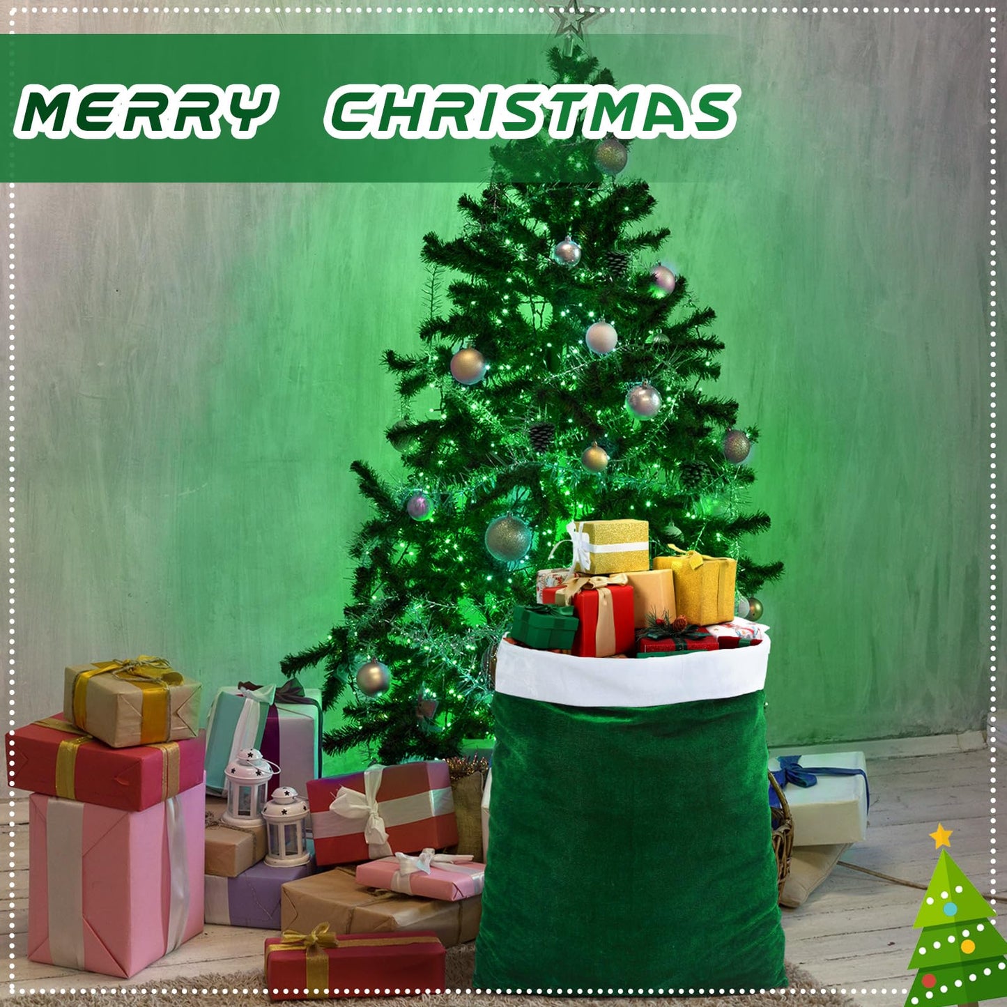 Shappy 2 Pcs Christmas Velvet Santa Gifts Bags 20 x 28 Inch Large Santa Gift Sack with Drawstring Christmas Gift Presents Bags for Xmas Present Toys Holiday Party Supplies(Green)