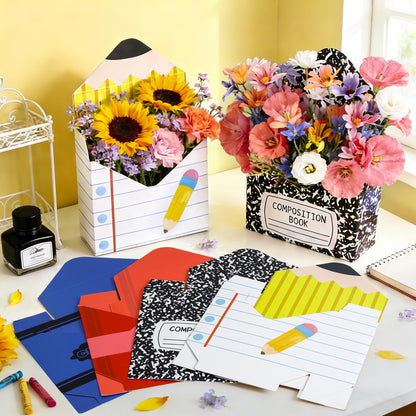 12 Pcs Back to School Gift Boxes Teacher Gift Boxes Florist Bouquet Envelope Box Paper School Teachers Envelope Gift Box,Teacher Appreciation Gifts Floral Boxes Flower Bouquet Packaging Party Favors